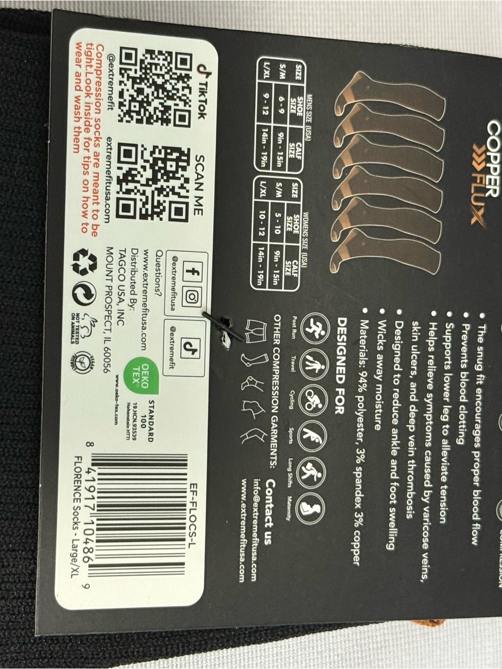 Copper Flux Copper-Infused Compression Socks 2 Pairs Knee High L/XL New - Picture 5 of 5